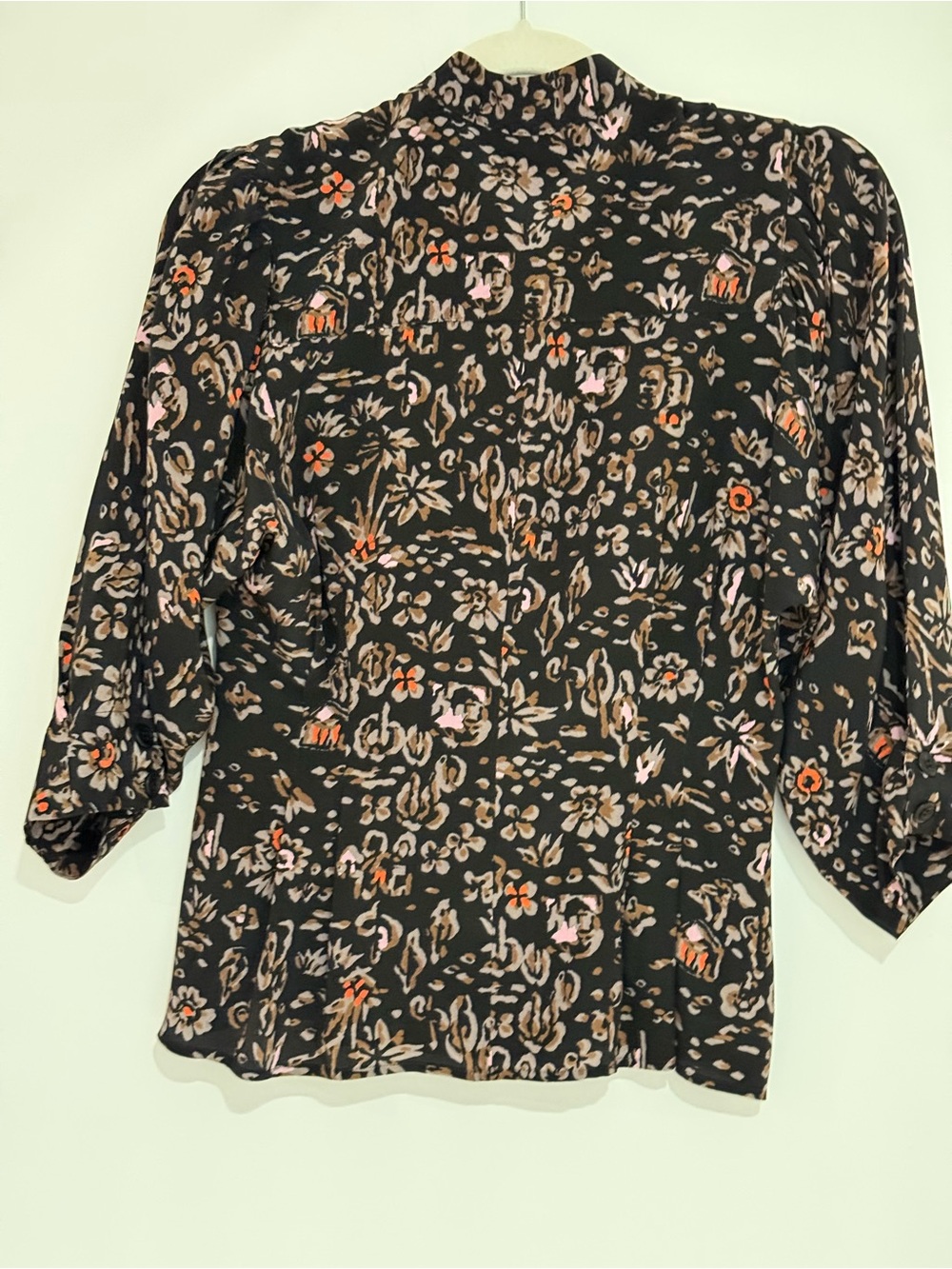 Mayle Black Floral Ruffle Tie-Front Blouse with Tassels - Picture 5 of 6
